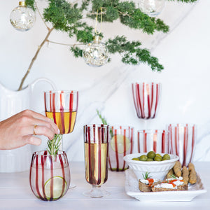 Nuovo Stripe Red Champagne Glass