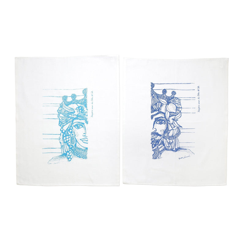 Siciliano Linens Sicilian Heads Dish Towels - Set of 2