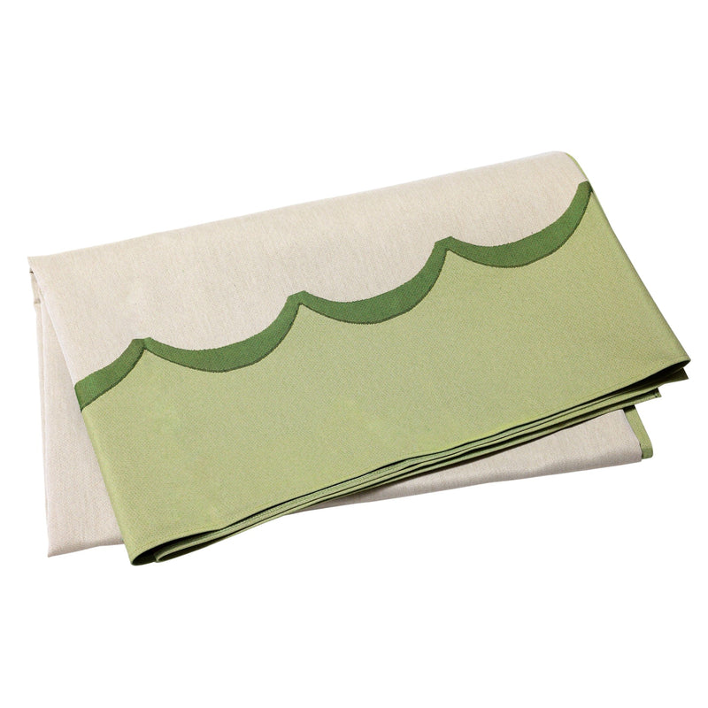 Tavola Green Scalloped Tablecloth