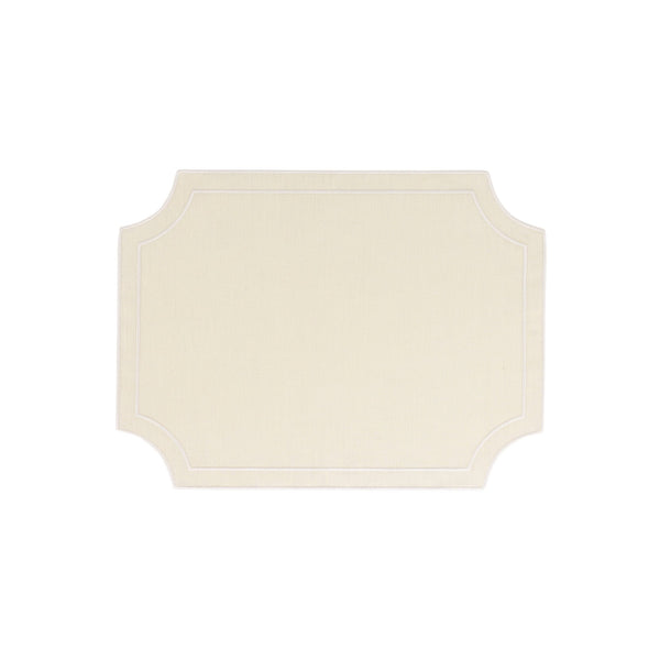 Tessuti Ivory Rectangular Placemats with White Stitching - Set of 4