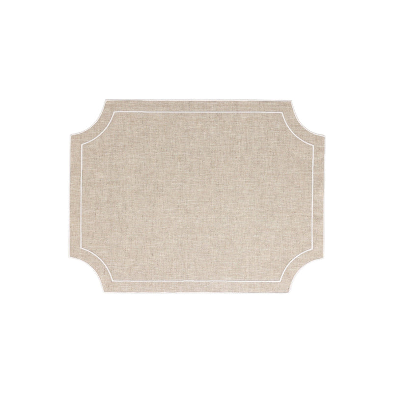 Tessuti Natural Rectangular Placemats with White Stitching - Set of 4