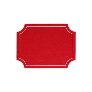 Tessuti Red Rectangular Placemats with White Stitching - Set of 4