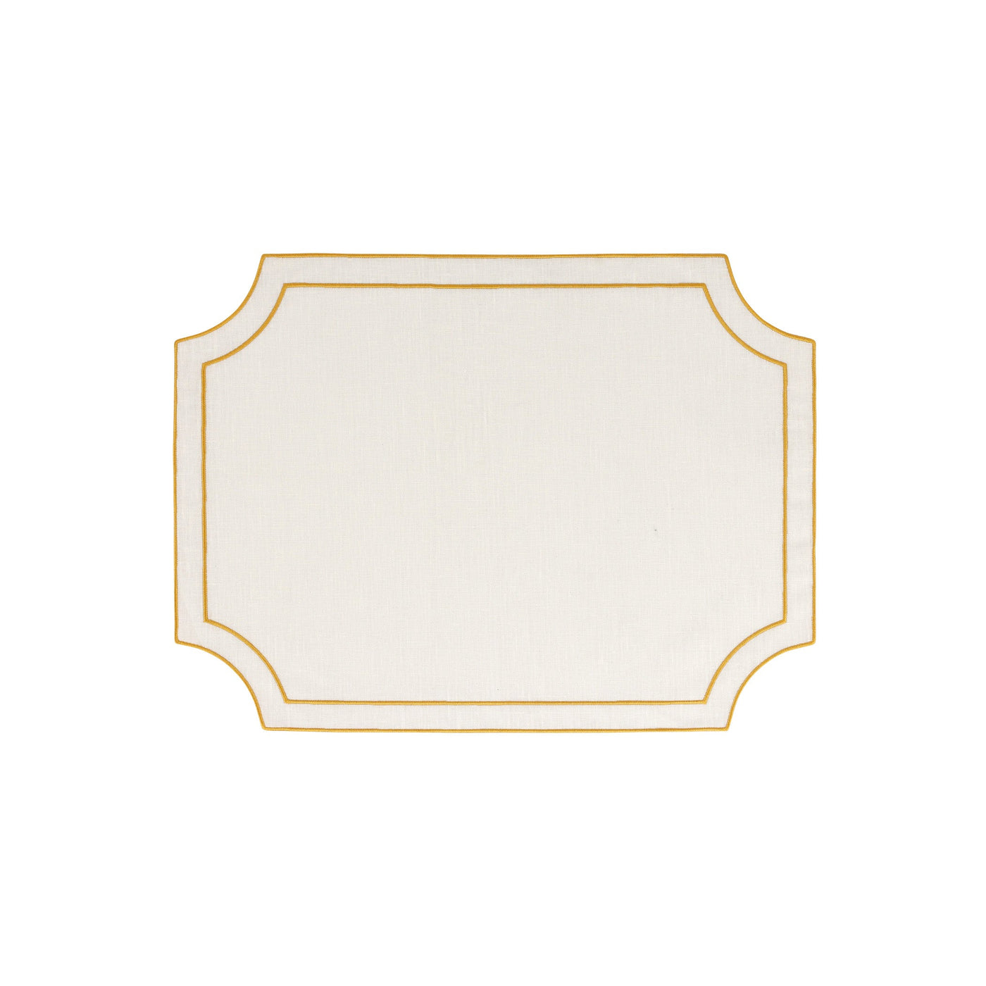 Tessuti White Rectangular Placemats with Gold Stitching - Set of 4