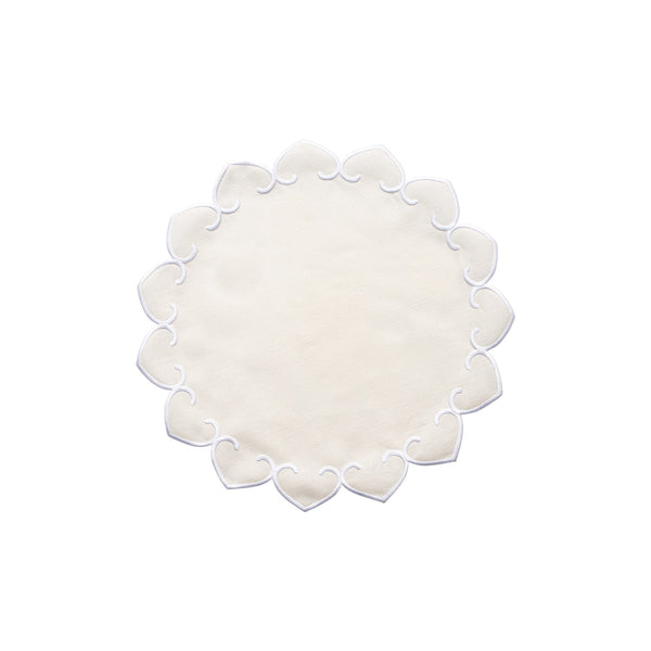 Tessuti Ivory Round Placemats with White Stitching - Set of 4