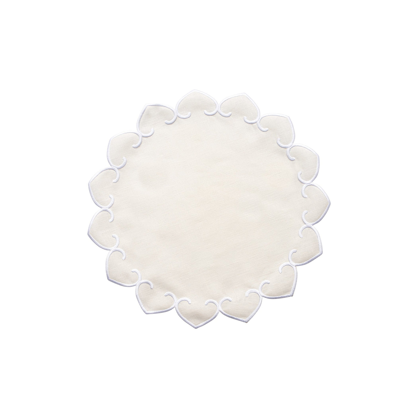 Tessuti Ivory Round Placemats with White Stitching - Set of 4