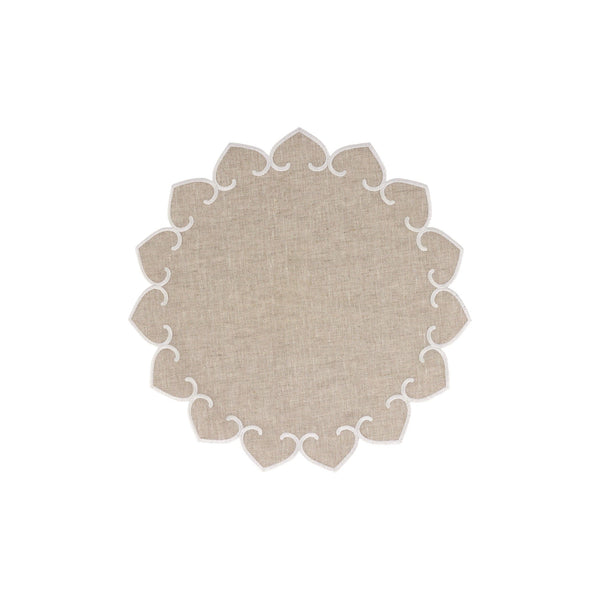 Tessuti Natural Round Placemats with White Stitching - Set of 4