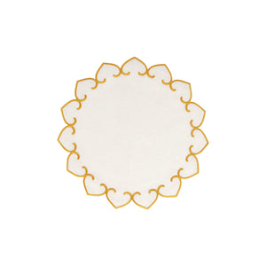 Tessuti White Round Placemats with Gold Stitching - Set of 4