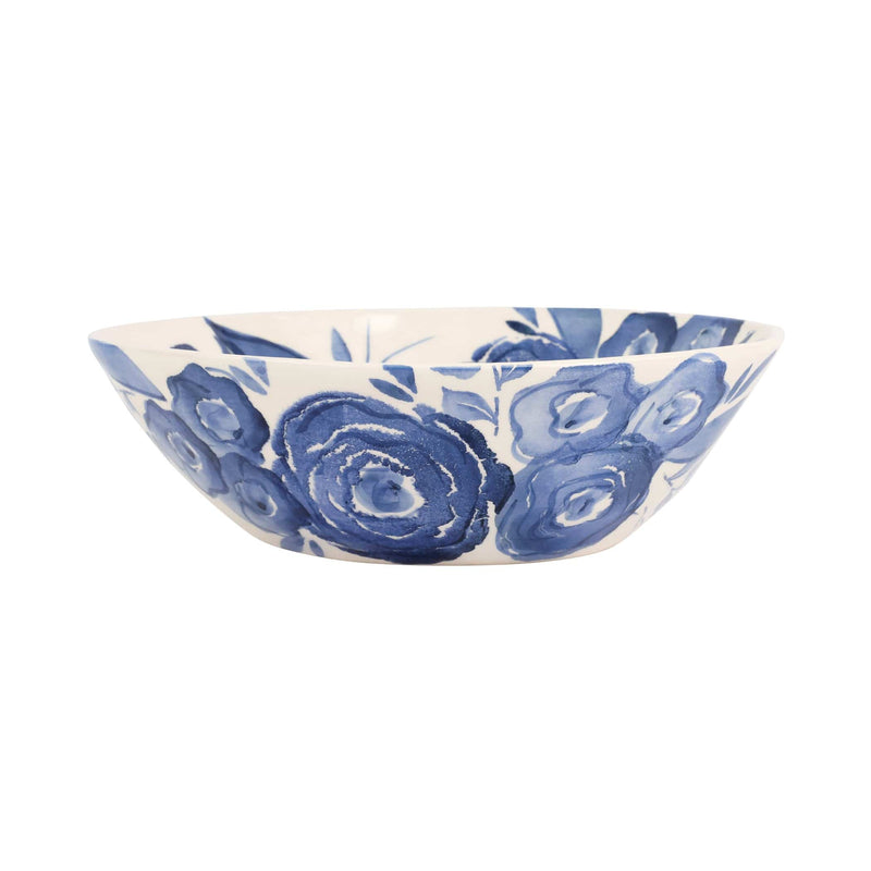 Blue Camellia Shallow Serving Bowl