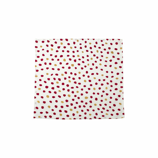 Bohemian Linens Dot Red/Gold Napkins - Set of 4