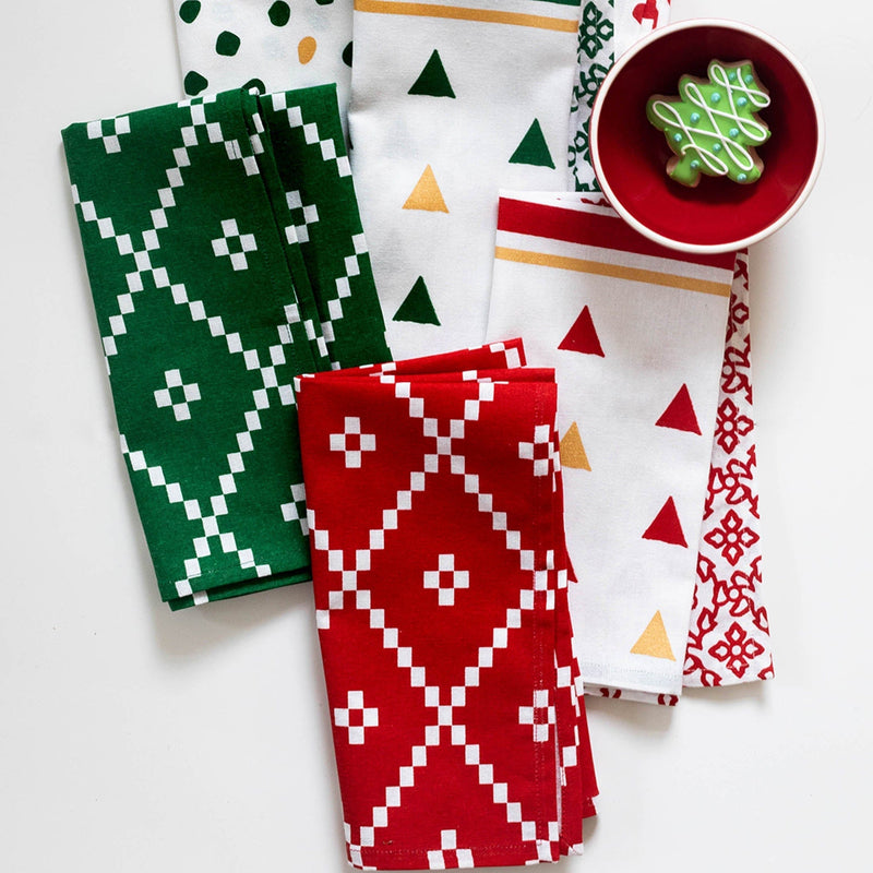 Bohemian Linens Holiday Green Napkins - Set of 4