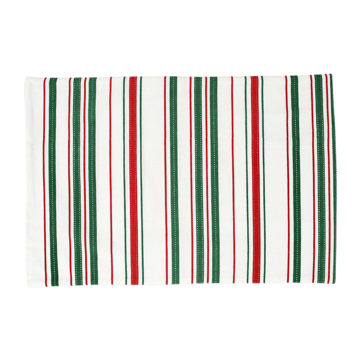 Bohemian Linens Stripe Red/Green Placemats - Set of 4