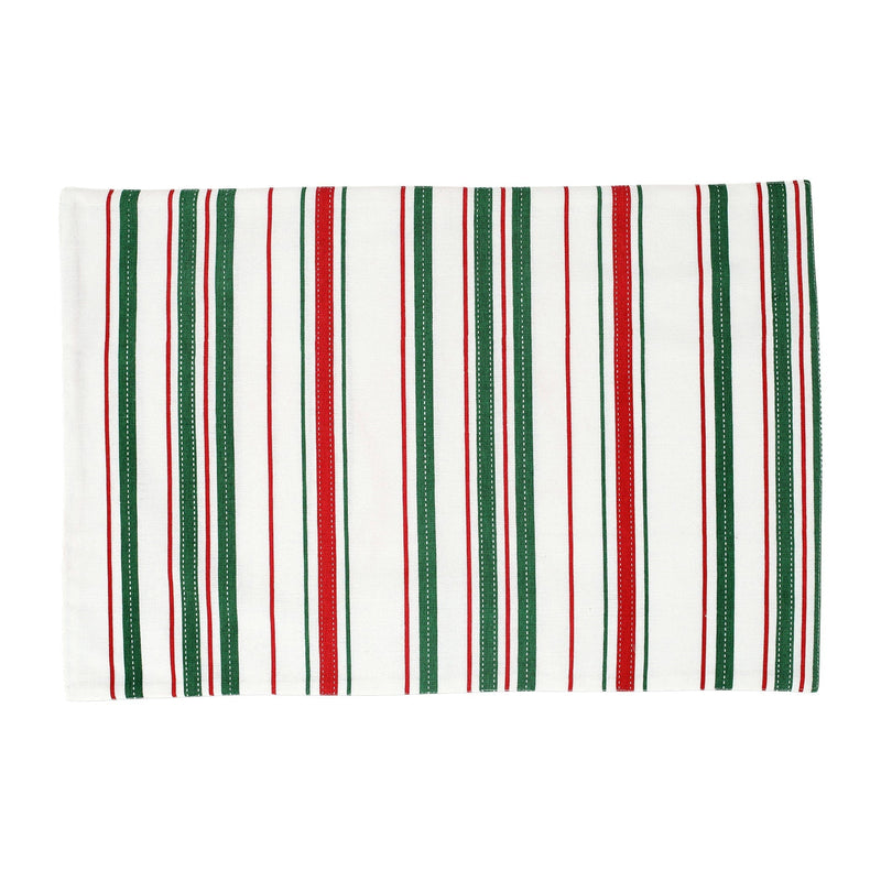 Bohemian Linens Stripe Red/Green Placemats - Set of 4