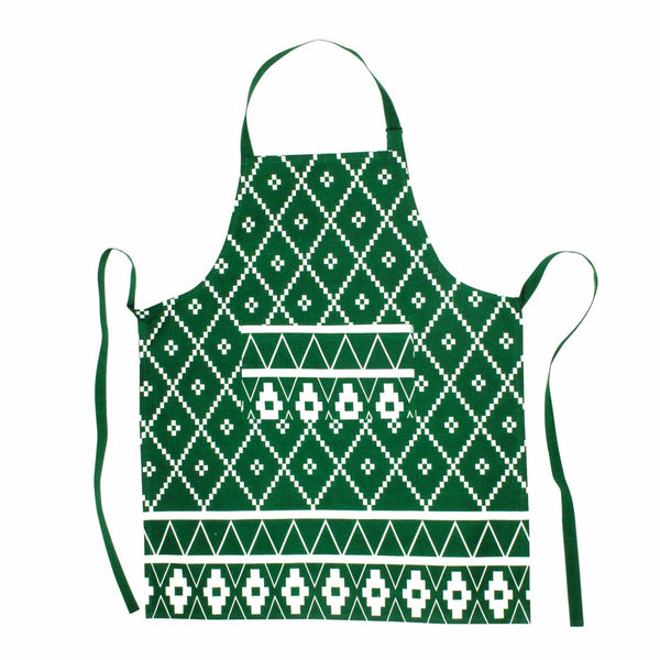 Bohemian Linens Holiday Green Apron