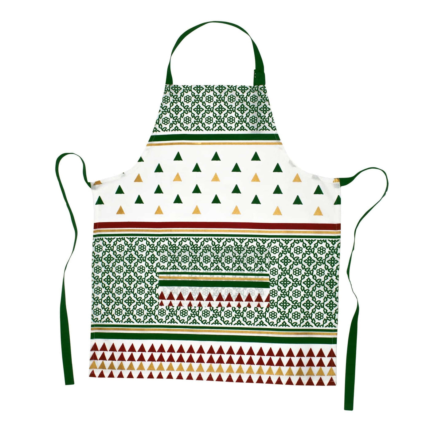 Bohemian Linens Tree Green/Gold Apron