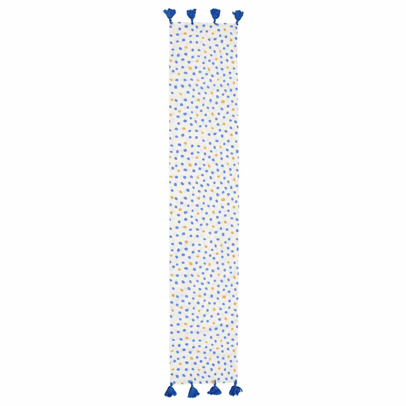 Bohemian Linens Dot Blue/Gold Runner