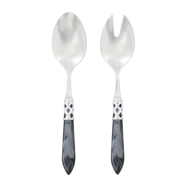 Aladdin Brilliant Charcoal Salad Server Set by VIETRI