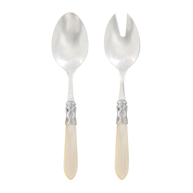 Aladdin Brilliant Ivory Salad Server Set by VIETRI