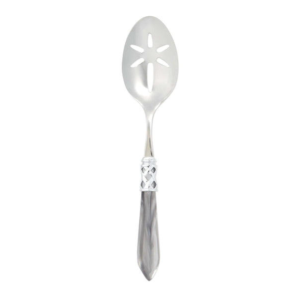 Aladdin Brilliant Light Gray Slotted Serving Spoon by VIETRI