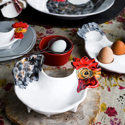 Outlet Store - Fortunata Rooster Figural Footed Egg Tray