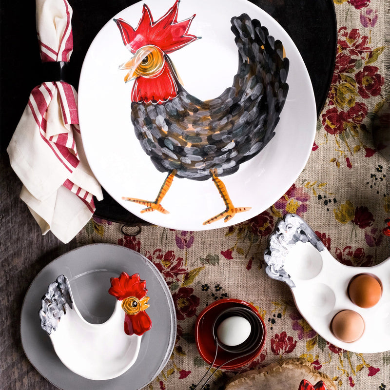 Outlet Store - Fortunata Rooster Figural Footed Egg Tray