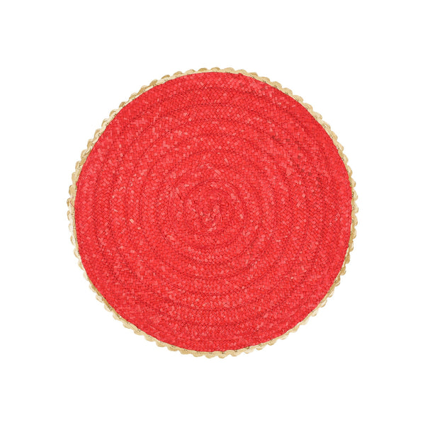 Florentine Straw Accessories Red Round Placemats - Set of 4