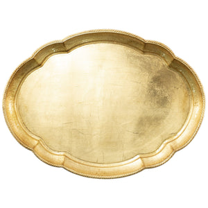 Florentine Wooden Accessories Gold Large Oval Tray by VIETRI