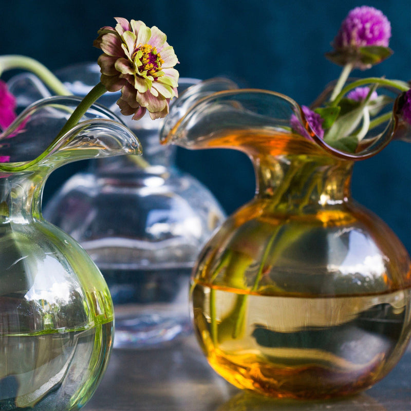 Hibiscus Glass Amber Bud Vase