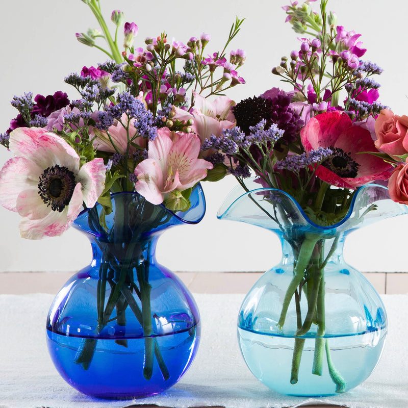 Hibiscus Glass Cobalt Bud Vase