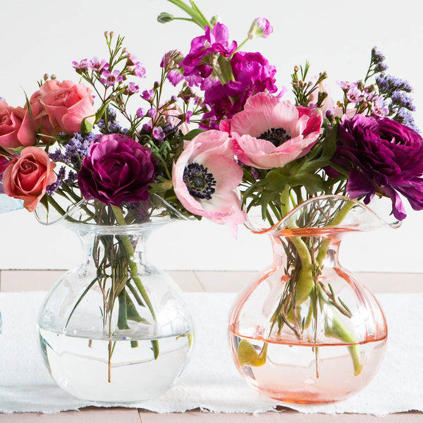 Hibiscus Glass Pink Bud Vase