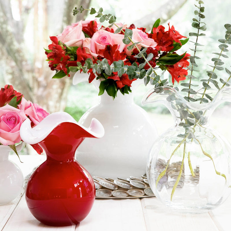 Hibiscus Glass White Bud Vase