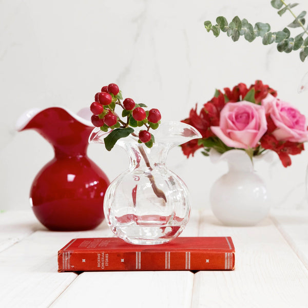 Hibiscus Glass Red Small Fluted Vase