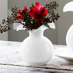 Hibiscus Glass White Small Fluted Vase