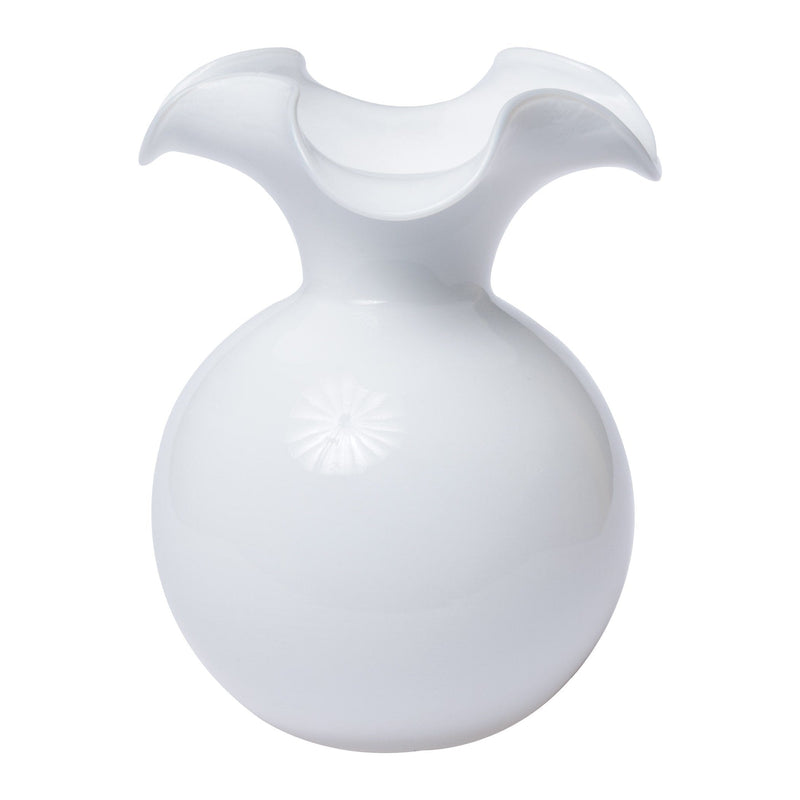 Hibiscus Glass White Medium Fluted Vase by VIETRI