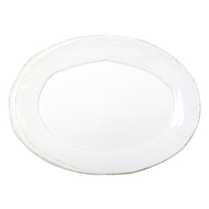 Lastra White Small Oval Platter by VIETRI