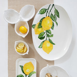 Limoni White Figural Lemon Three-Part Server