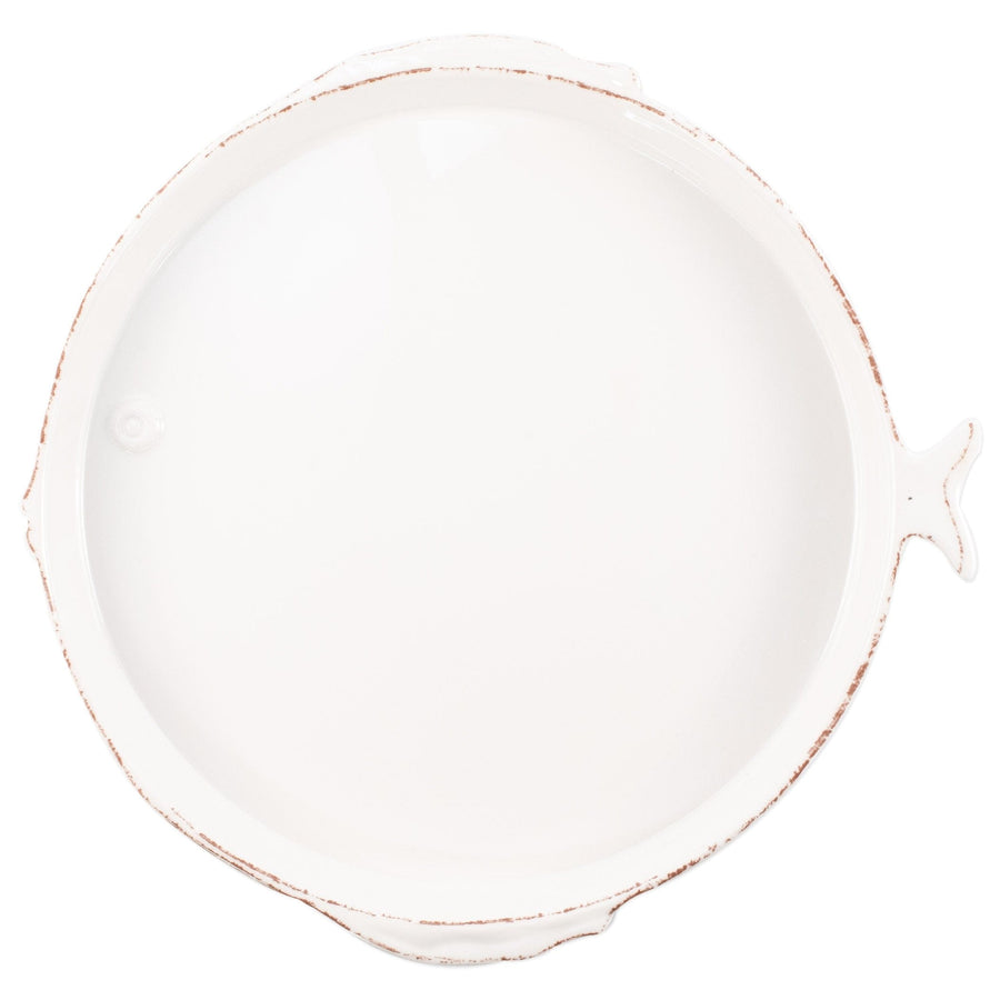 Melamine Lastra Fish White Round Platter by VIETRI