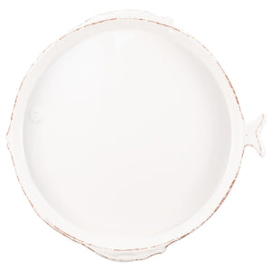 Melamine Lastra Fish White Round Platter by VIETRI