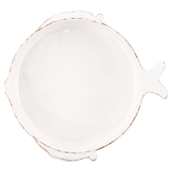 Melamine Lastra Fish White Medium Serving Bowl by VIETRI