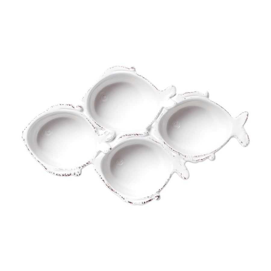 Melamine Lastra Fish White Four-Part Server by VIETRI