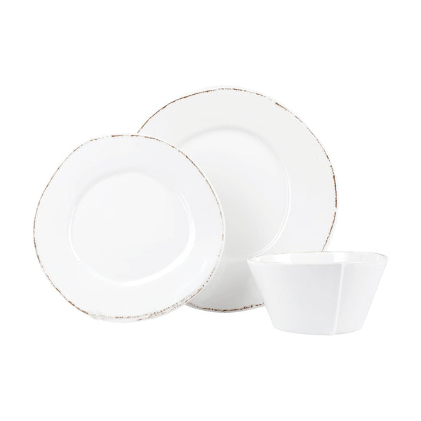 Melamine Lastra White Three-Piece Place Setting