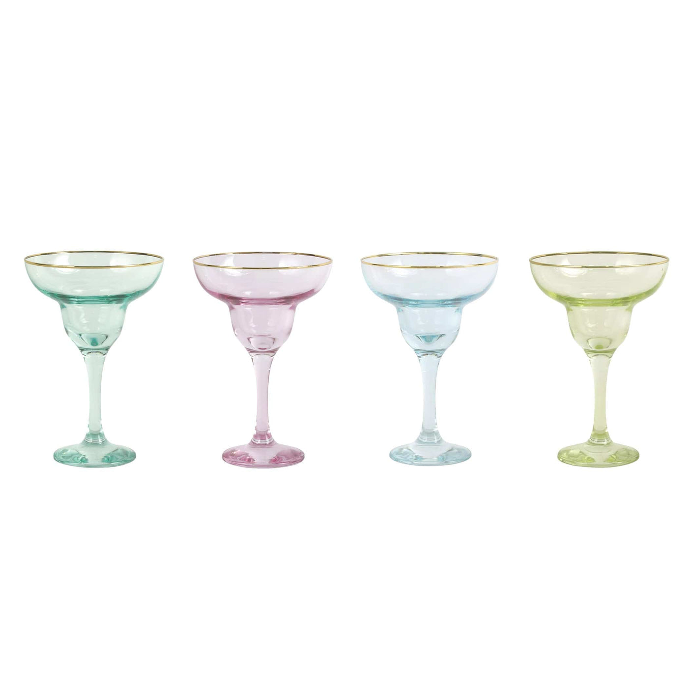 Rainbow Assorted Margarita Glasses - Set of 4