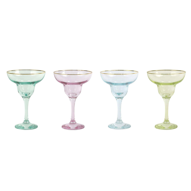 Rainbow Assorted Margarita Glasses - Set of 4