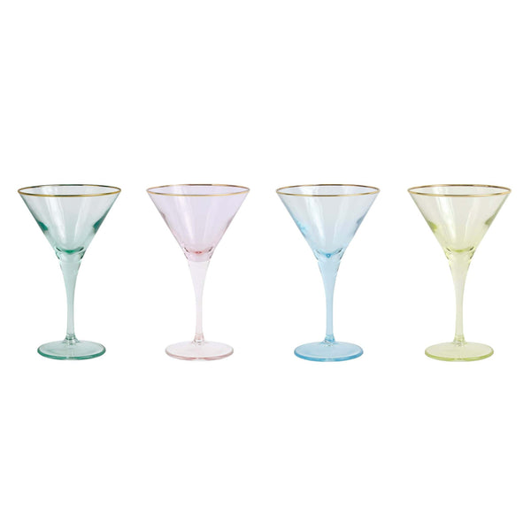 Rainbow Assorted Martini Glasses - Set of 4