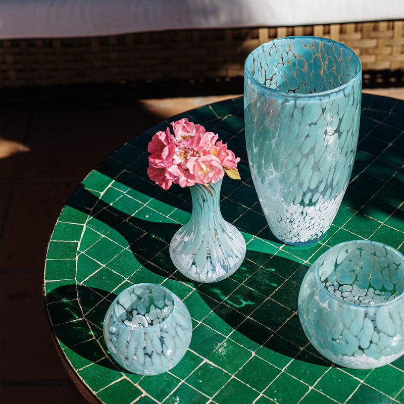 Nuvola Light Blue and White Small Fluted Vase