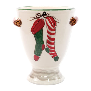 Old St. Nick Footed Urn with Chimney & Stockings by VIETRI