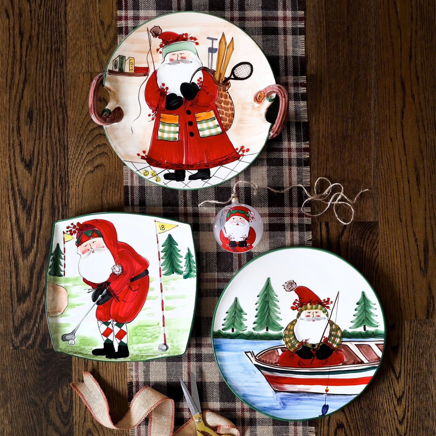 Old St. Nick Square Platter - Golfing