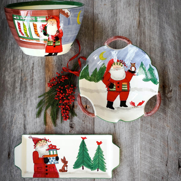 Old St. Nick Large Deep Bowl - Santa with Stockings