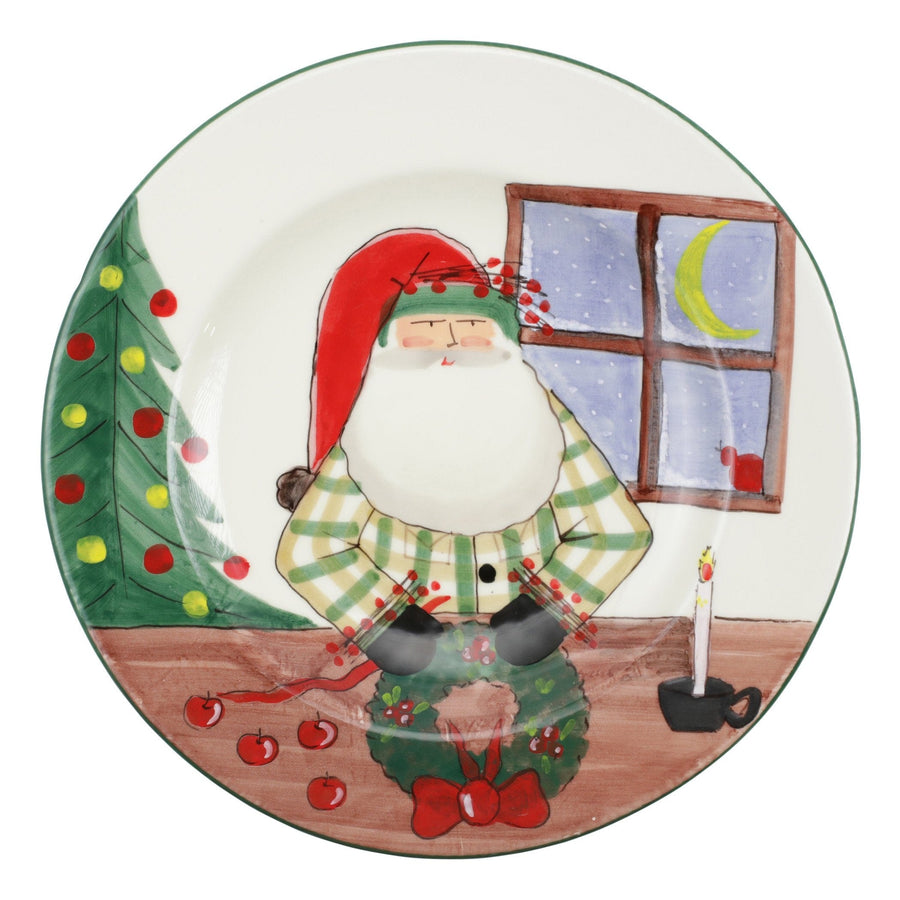 Old St. Nick Rimmed Round Platter w/ Wreath by VIETRI