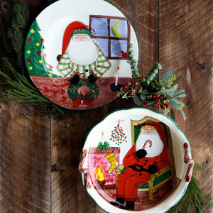 Old St. Nick Rimmed Round Platter w/ Wreath