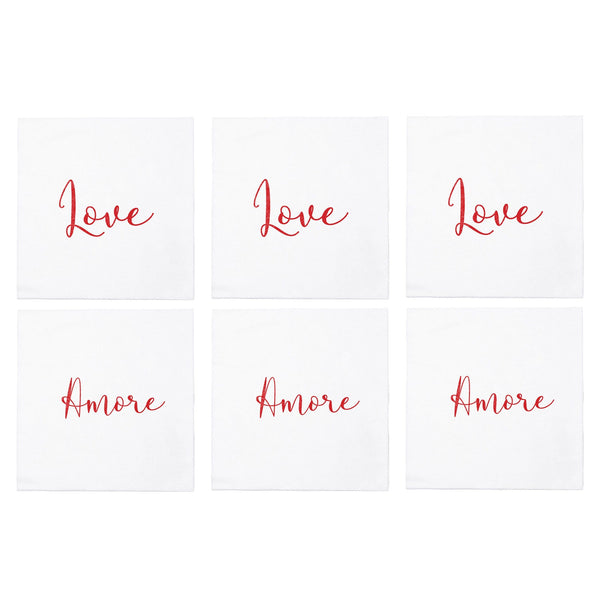 Papersoft Napkins Love/Amore Cocktail Napkins (Pack of 20) - Set of 6